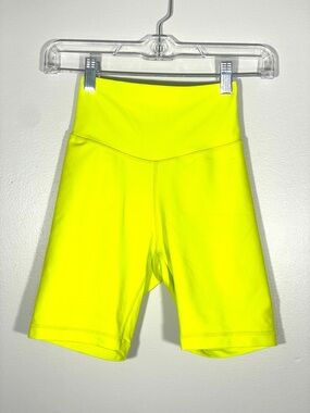 POPFLEX Neon Yellow High-Waisted Biker Shorts Athleisure Sporty